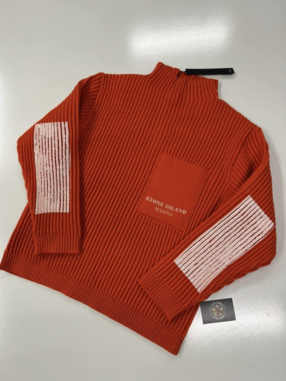 543XA Stone Island Marina Mock neck knit in full-rib pure wool