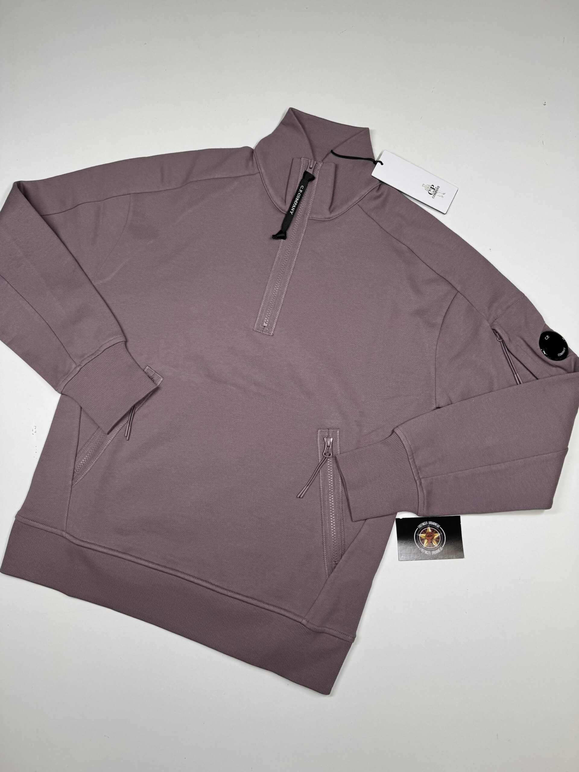 CP Company 027A Diagonal Raised Fleece 1/4 zip Sweatshirt -Purple Dove - Image 1