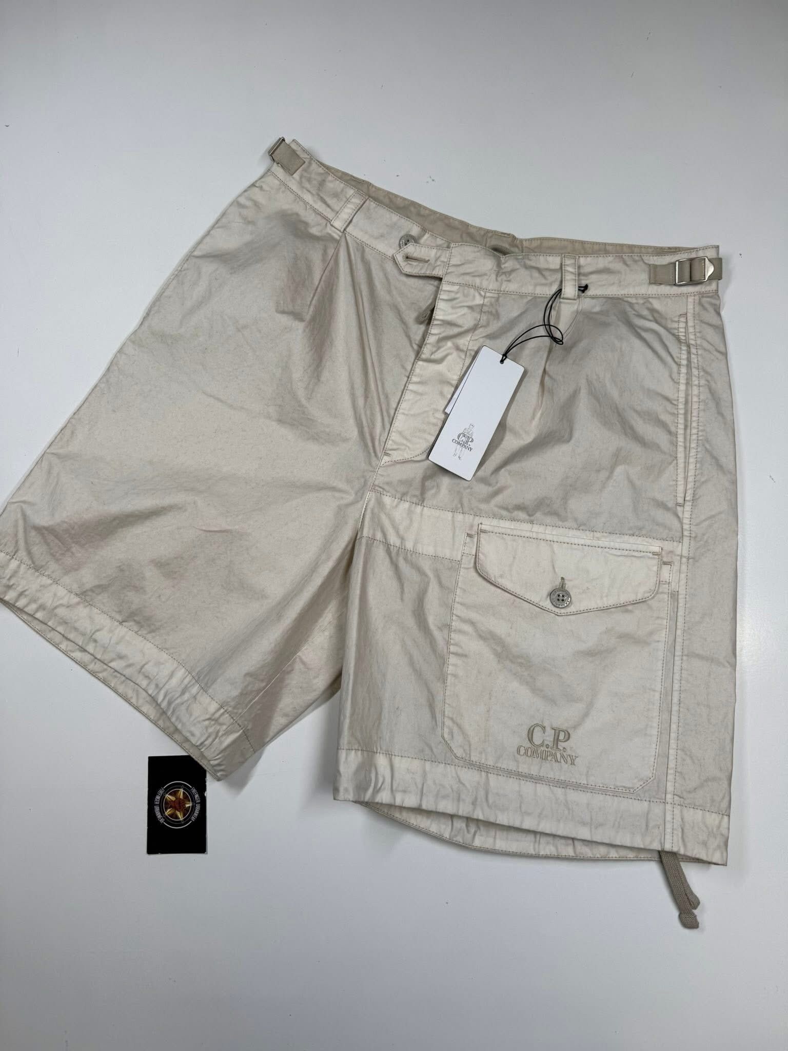 CP COMPANY 170A 50 FILLI WAX CARGO SHORTS  -    W34” - Image 1