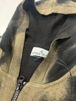 STONE ISLAND 545D9 HAND SPRAYED AIRBRUSH TREATMENT Hooded cardigan knit made in raw hand cotton. - Image 3