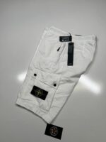 Stone Island L11WA OLD' Treatment in White. Cargo Bermuda shorts in brushed cotton canvas. - Image 3