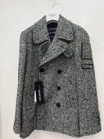 Neil Barrett Black/White Double Breasted Military Pea Coat. Size 46 / small / p2p 21”