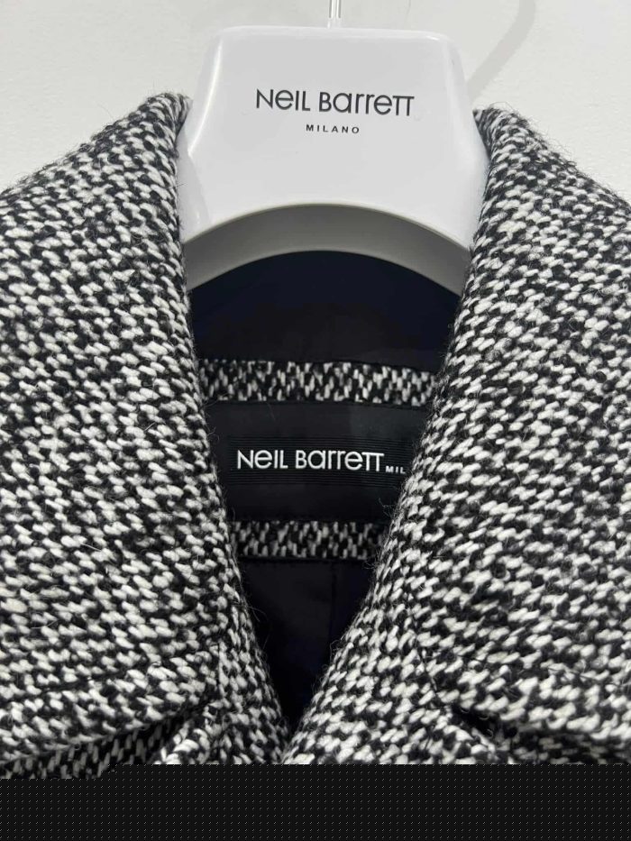 Neil Barrett Black/White Double Breasted Military Pea Coat. Size 46 / small / p2p 21” - Image 4