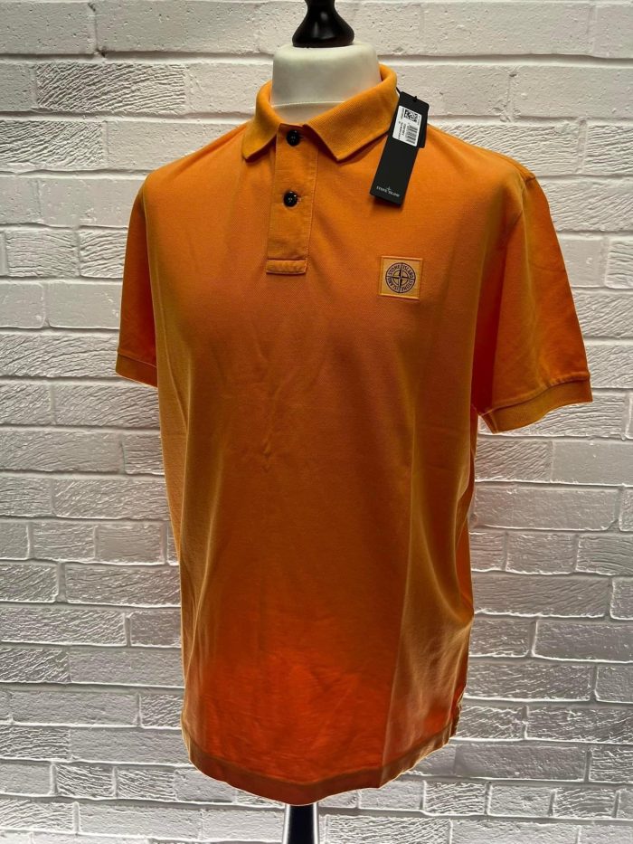 Stone island polo 2SC67 PIGMENT DYE Short-sleeve polo shirt in cotton piqué  - Orange - Image 2