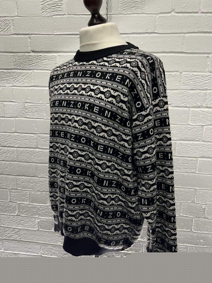 KENZO PARIS JACQUARD REGULAR WOOL JUMPER.    XL / p2p 24” - Image 7