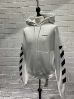Off-White Diag-stripe cotton hoodie   Large / 26” p2p - Image 7