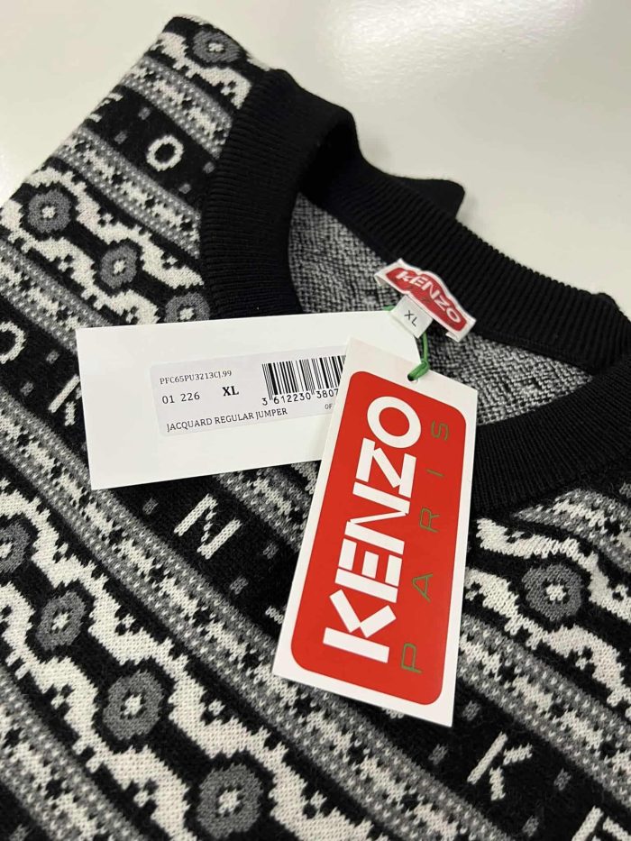 KENZO PARIS JACQUARD REGULAR WOOL JUMPER.    XL / p2p 24” - Image 8