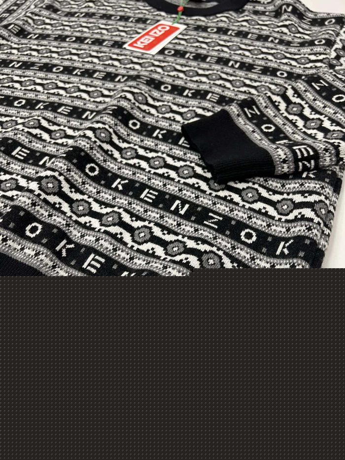 KENZO PARIS JACQUARD REGULAR WOOL JUMPER.    XL / p2p 24” - Image 4