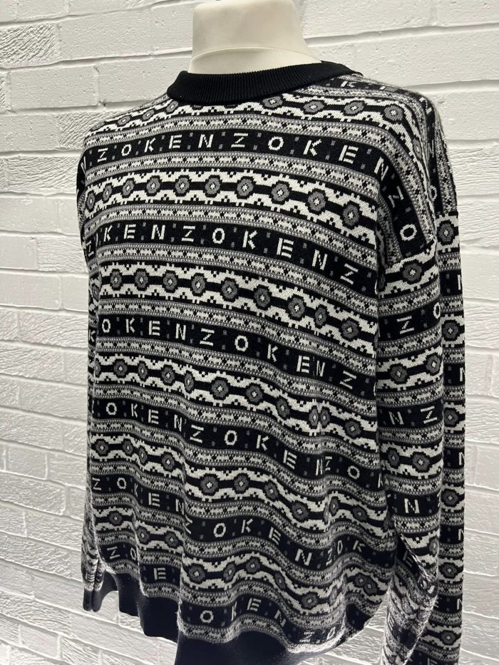 KENZO PARIS JACQUARD REGULAR WOOL JUMPER.    XL / p2p 24” - Image 6