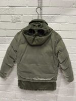CP COMPANY U16 Flatt Nylon Goggle Down Jacket in green - Age 8 / p2p 18" - Image 8