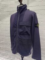 STONE ISLAND 65933 Full-zip sweatshirt in cotton fleece with Stone Island organic-feel Naslan nylon and ripstop nylon details/  Large. / p2p 23.5” - Image 7