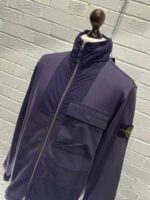 STONE ISLAND 65933 Full-zip sweatshirt in cotton fleece with Stone Island organic-feel Naslan nylon and ripstop nylon details/  Large. / p2p 23.5” - Image 8