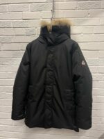 PYRENEX fur hooded parka in black   /  Size Medium