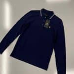 LYLE & SCOTT L/S TIPPED POLO SHIRT IN NAVY   -   XS / P2P 18.5”