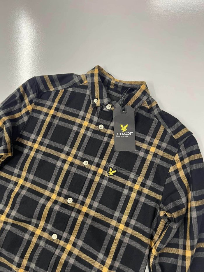 Lyle & Scott Check Flannel Shirt in yellow/black - XS /19” p2p - Image 2
