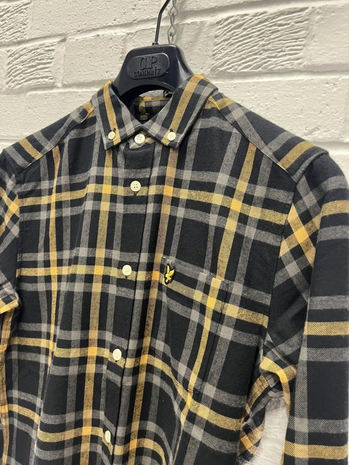 Lyle & Scott Check Flannel Shirt in yellow/black - XS /19” p2p - Image 4