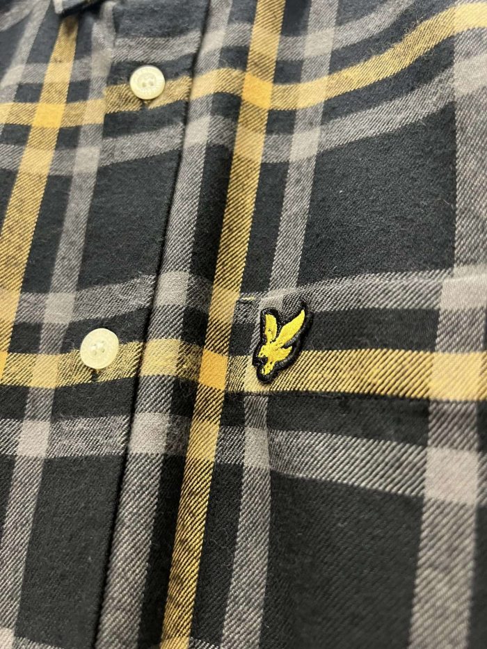Lyle & Scott Check Flannel Shirt in yellow/black - XS /19” p2p - Image 5