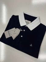 Vivienne Westwood short sleeved classic slim polo shirt in Navy - Image 4