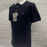Vivienne Westwood short sleeved classic slim polo shirt in Navy - Image 6