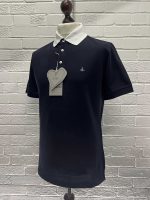 Vivienne Westwood short sleeved classic slim polo shirt in Navy - Image 7
