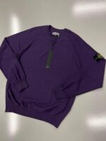 Stone Island 504B0 Crewneck knit in reverse stocking stitch cotton nylon - Large  / 22” p2p