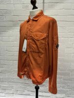 C.P. COMPANY Chrome-R Zipped Overshirt in tangerine   -  Large / 23” p2p - Image 2