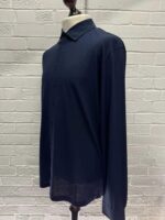 HERNO men’s longsleeve polo shirt in navy - Size 56 / XXXL / p2p 25” - Image 5