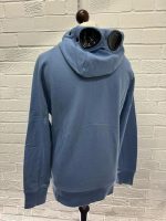 CP Company Diagonal Raised Fleece Goggle Hoodie in Riviera Blue - Image 3