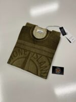 Stone Island 570A8 Pure Wool Fast Dye + HAND MADE AIRBRUSH + LASER PRINT: REVERSIBLE PULLOVER IN GREEN - Image 3