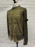Stone Island 570A8 Pure Wool Fast Dye + HAND MADE AIRBRUSH + LASER PRINT: REVERSIBLE PULLOVER IN GREEN - Image 5