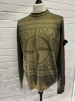 Stone Island 570A8 Pure Wool Fast Dye + HAND MADE AIRBRUSH + LASER PRINT: REVERSIBLE PULLOVER IN GREEN - Image 6