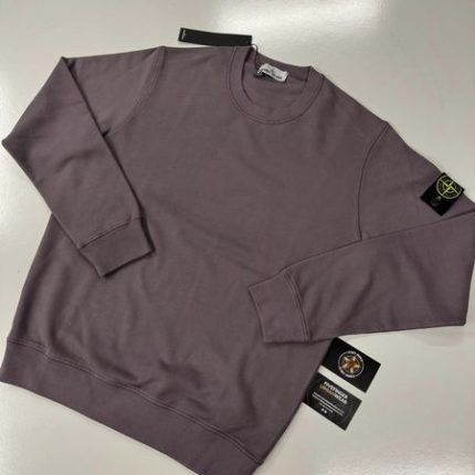 Stone Island 63020 Brushed Cotton Fleece Sweatshirt In Mauve