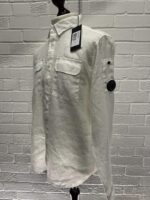 CP Company Long sleeve linen Shirt in White  -  Size Large / 22” p2p - Image 6