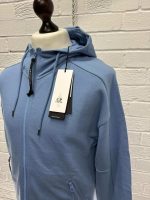 CP Company Diagonal Raised Fleece Goggle Hoodie in Riviera Blue - Image 4