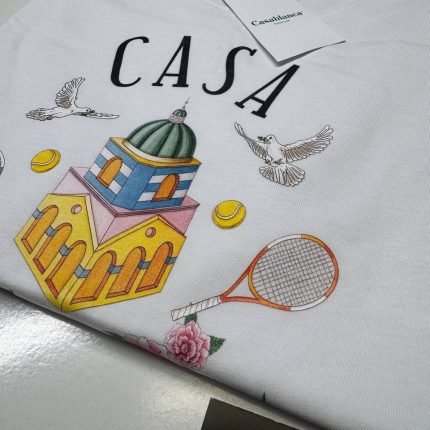CASABLANCA Tennis Print Casa Way T-Shirt. Organic cotton jersey T-shirt.