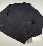 CP Company broken linen/cotton overshirt in Black  - Large / p2p 23” - Image 2