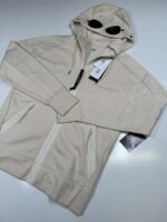 CP Company 082A Diagonal Raised Fleece goggle Hood Open Zipped Sweatshirt- Pistachio  - Small / p2p 21” - Image 3