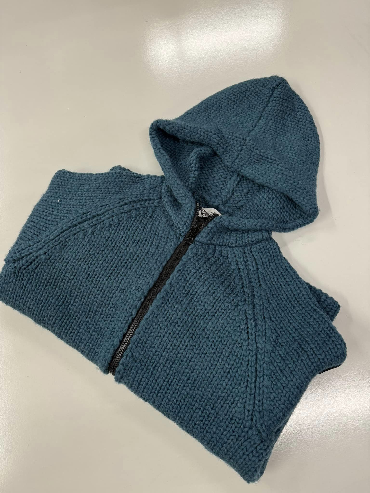 STONE ISLAND 544D4 Hooded cardigan knit in pure wool -Dark teal