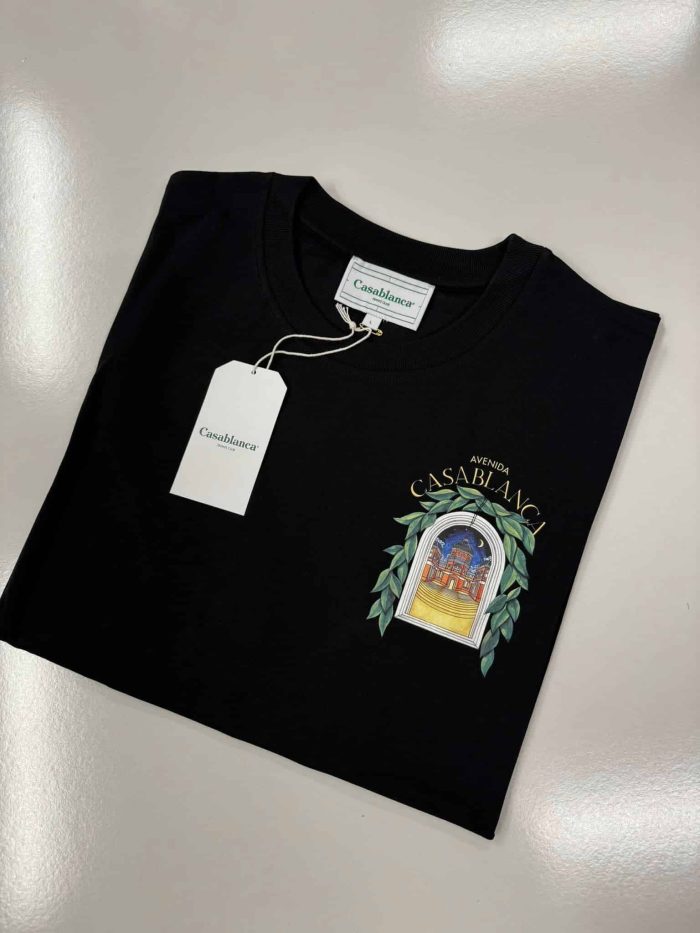 Casablanca Black 'Casablanca Avenida' T-Shirt Organic cotton jersey T-shirt - Image 2