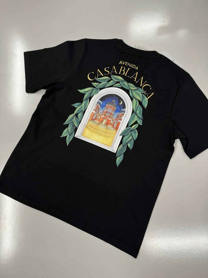 Casablanca Black 'Casablanca Avenida' T-Shirt Organic cotton jersey T-shirt - Image 3