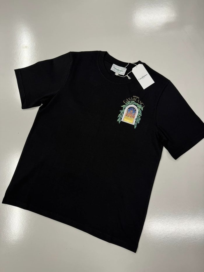 Casablanca Black 'Casablanca Avenida' T-Shirt Organic cotton jersey T-shirt - Image 1