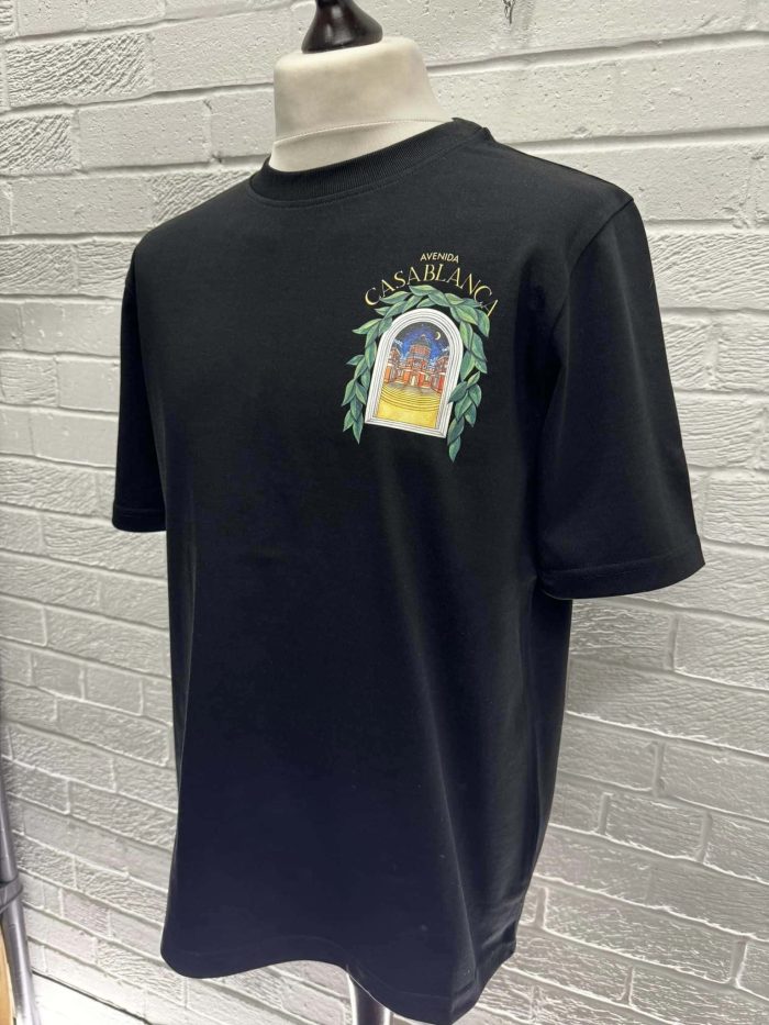 Casablanca Black 'Casablanca Avenida' T-Shirt Organic cotton jersey T-shirt - Image 7