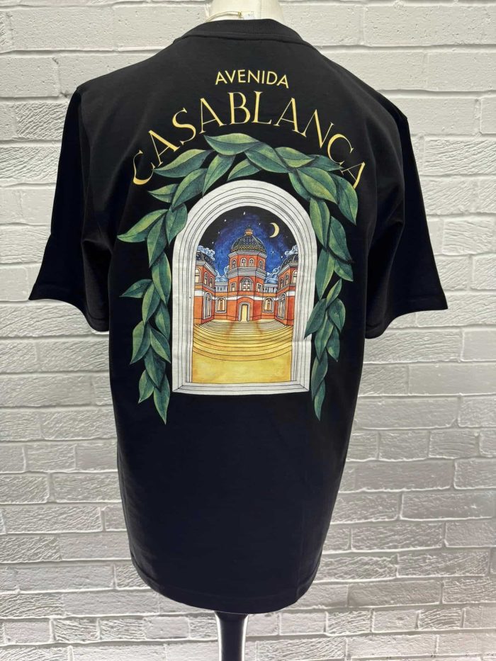 Casablanca Black 'Casablanca Avenida' T-Shirt Organic cotton jersey T-shirt - Image 9