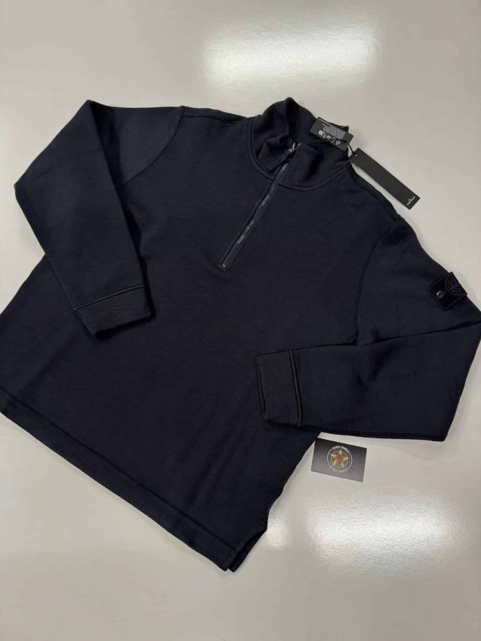 631F3 STONE ISLAND GHOST PIECE Half-zipper sweatshirt in cotton / wool fleece -   Large / p2p 24” - Image 1