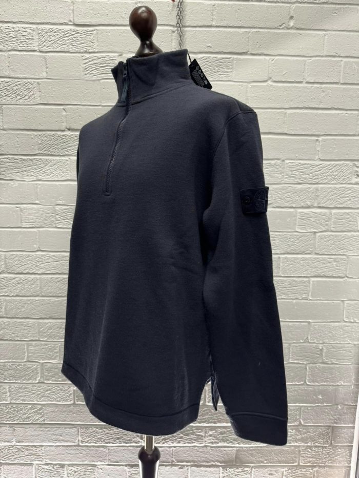 631F3 STONE ISLAND GHOST PIECE Half-zipper sweatshirt in cotton / wool fleece -   Large / p2p 24” - Image 6