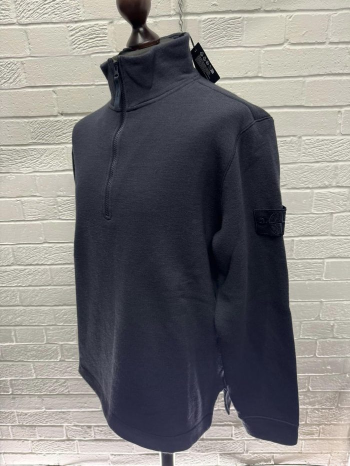 631F3 STONE ISLAND GHOST PIECE Half-zipper sweatshirt in cotton / wool fleece -   Large / p2p 24” - Image 7