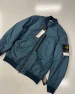 40923 STONE ISLAND GARMENT DYED CRINKLE REPS NYLON WITH PRIMALOFT-TC BOMBER JACKET IN TEAL GREEN -  Large / P2P 23.5”