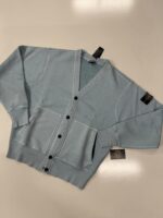 Stone Island 66255 V-neck cardigan sweatshirt in heavy textured fleece - Colour Sky Blue - Large / p2p 25”