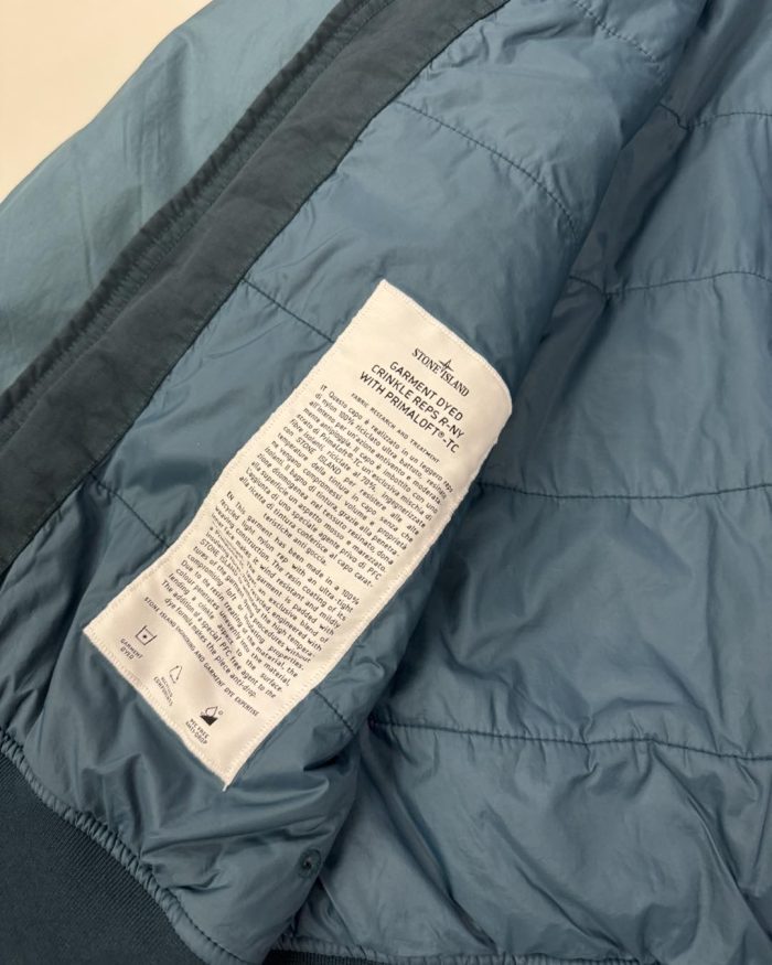 40923 STONE ISLAND GARMENT DYED CRINKLE REPS NYLON WITH PRIMALOFT-TC BOMBER JACKET IN TEAL GREEN -  Large / P2P 23.5” - Image 4