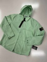 Stone island 11414 Green Hooded overshirt in stretch cotton wool satin - Large. / 23” p2p